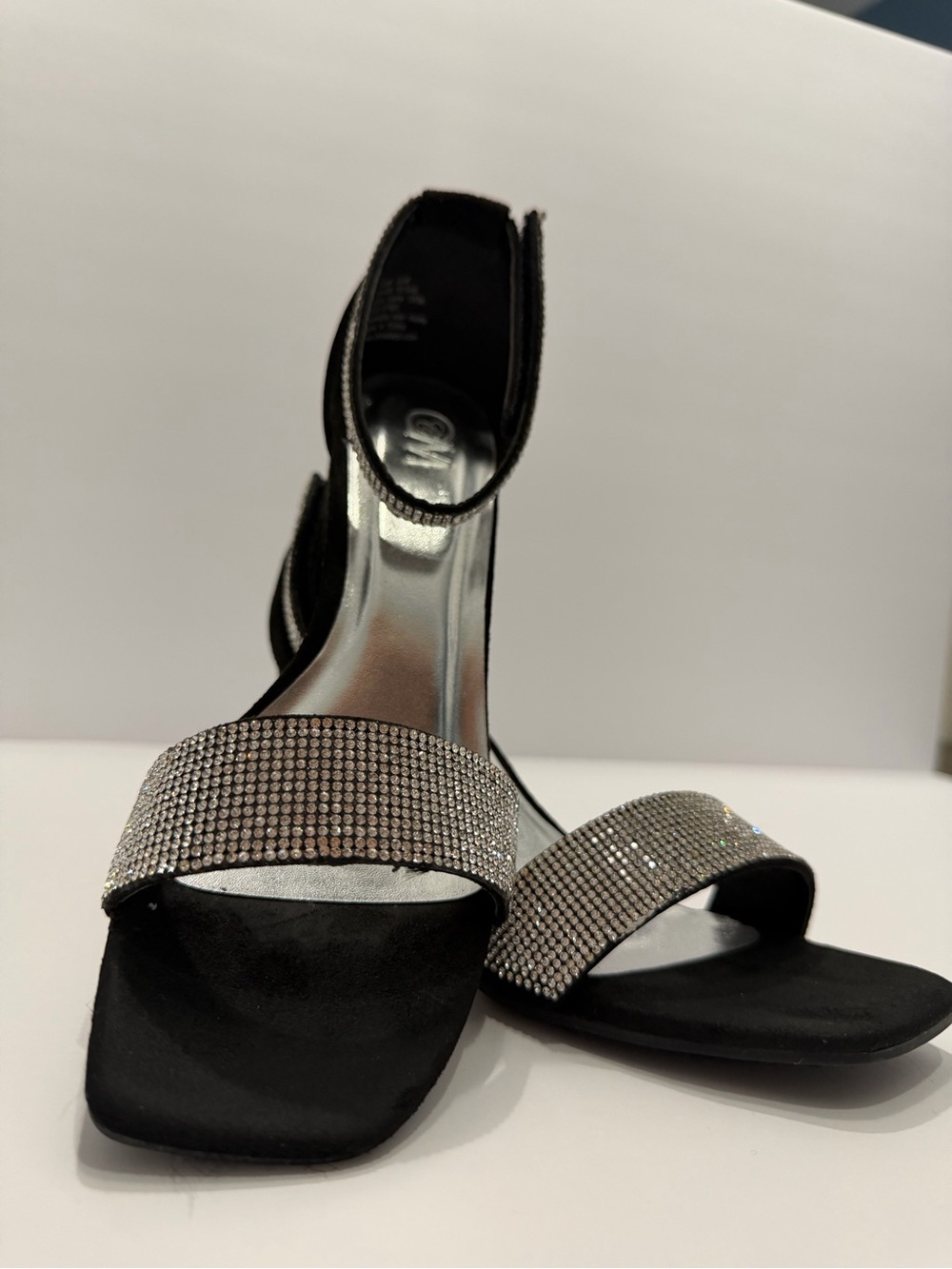 Black Rhinestone Ankle-Strap Heels - Picture 5 of 9
